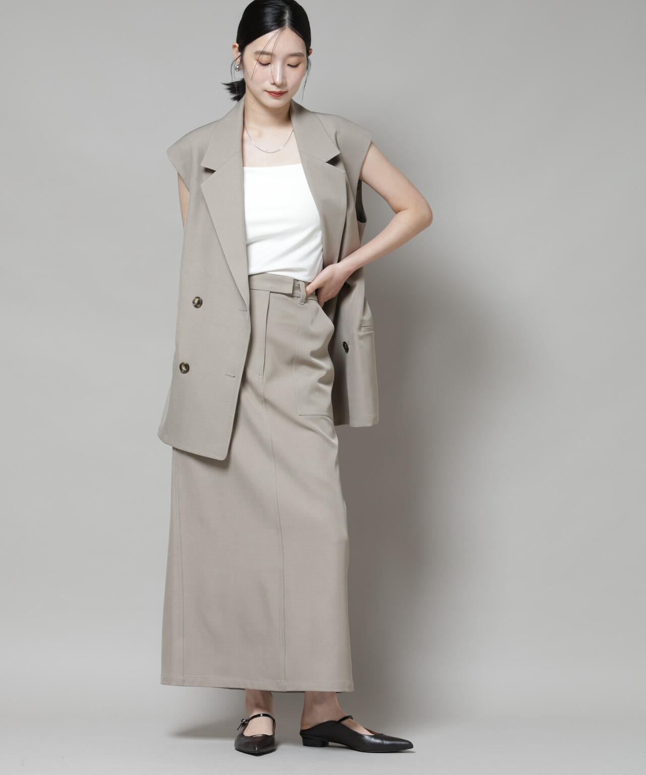 ポケットディティールナロースカート(セットアップ可)