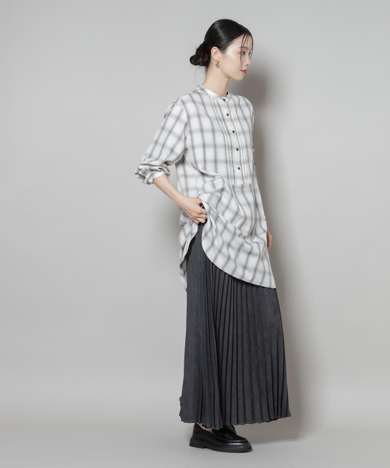 フェイクスエードプリーツスカート(セットアップ可)