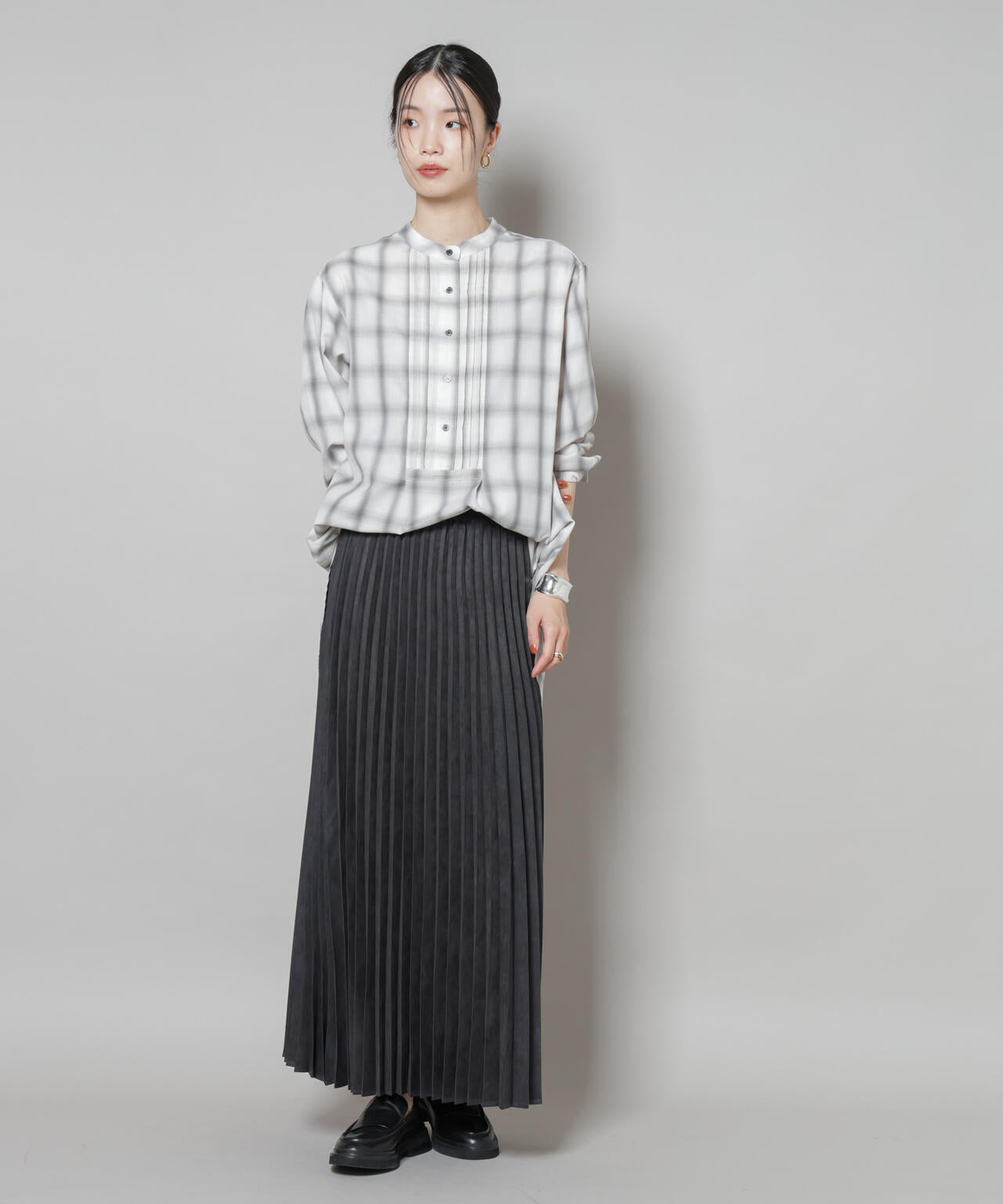 フェイクスエードプリーツスカート(セットアップ可)