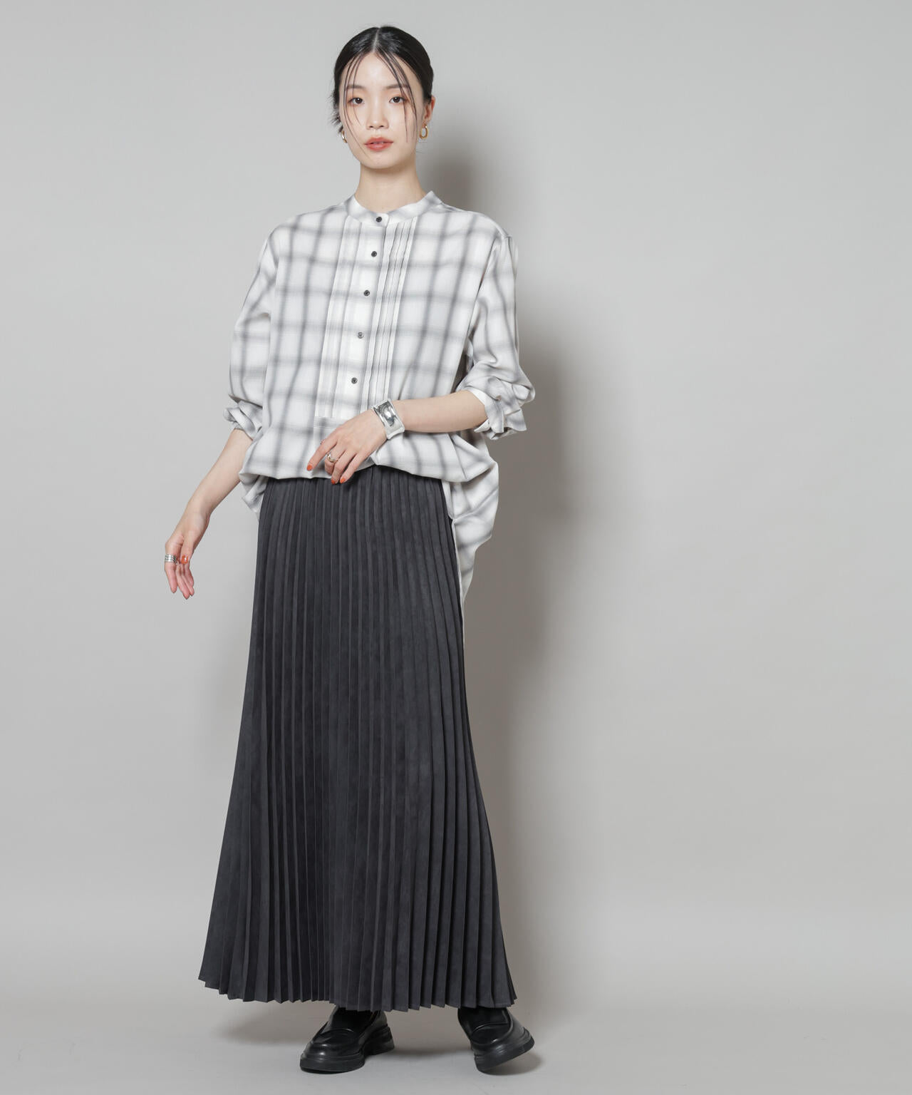 フェイクスエードプリーツスカート(セットアップ可)