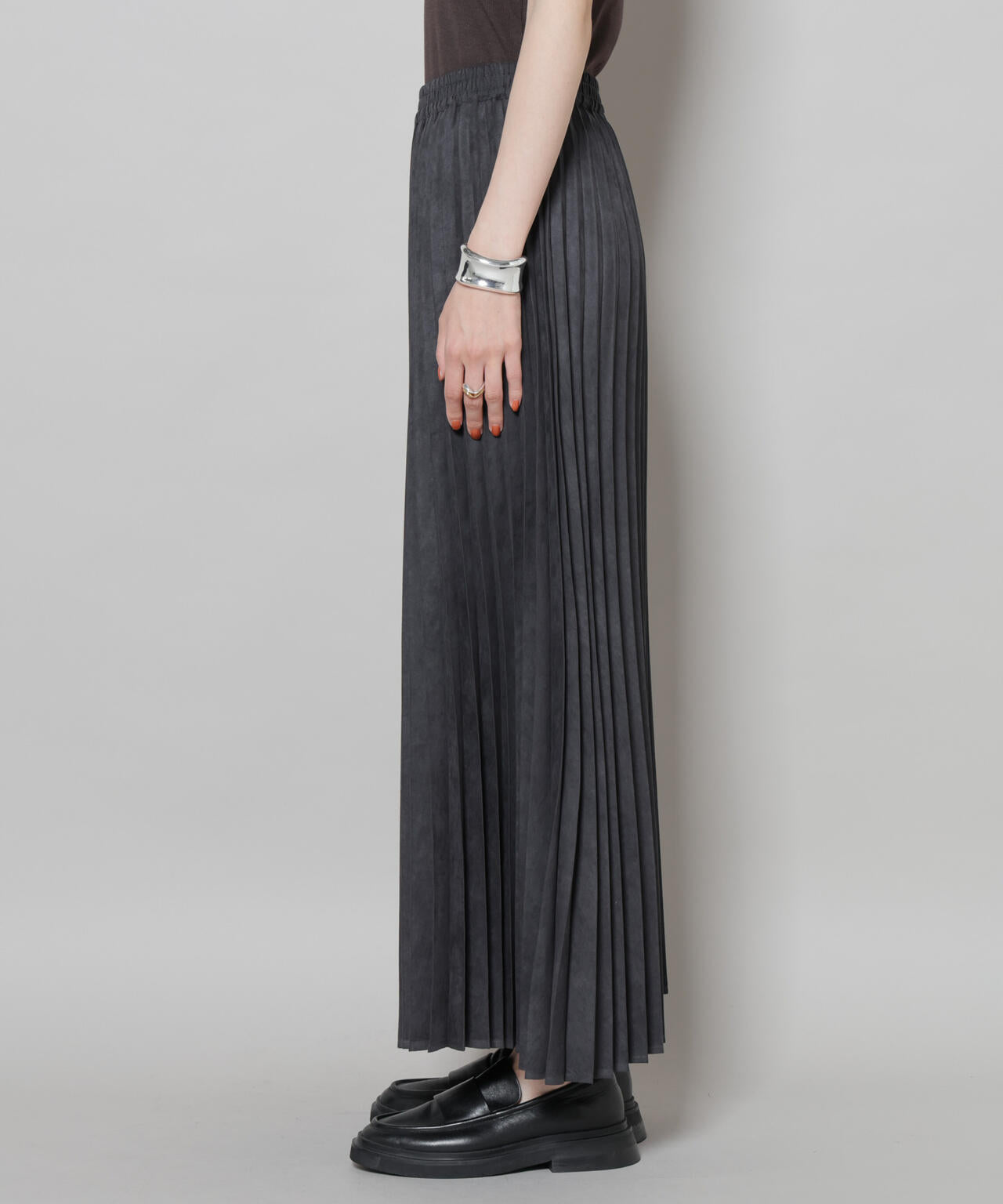 フェイクスエードプリーツスカート(セットアップ可)