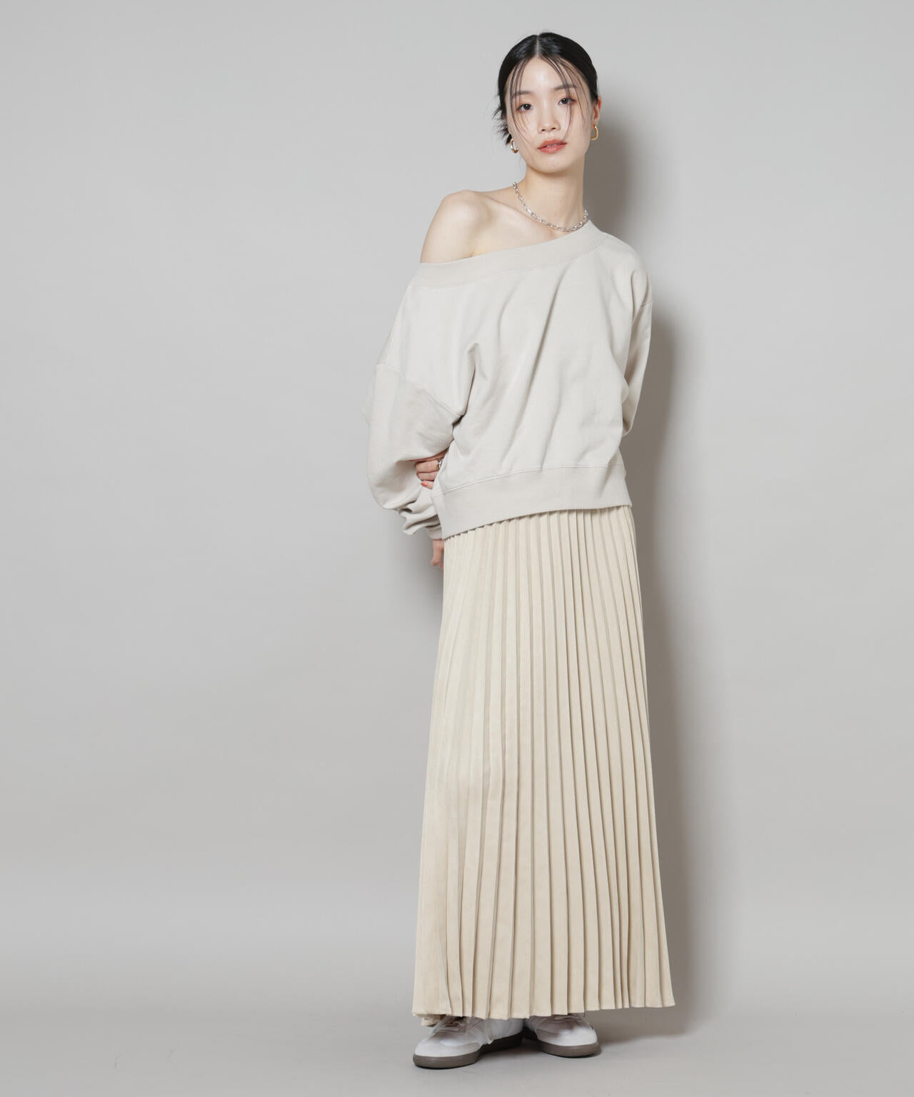 フェイクスエードプリーツスカート(セットアップ可)