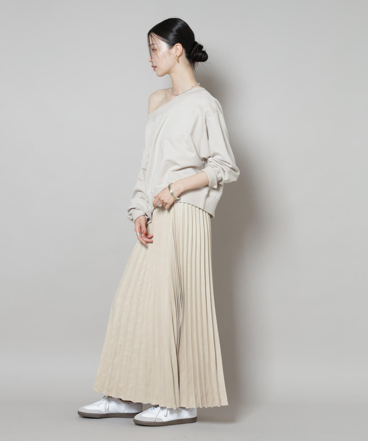 フェイクスエードプリーツスカート(セットアップ可)