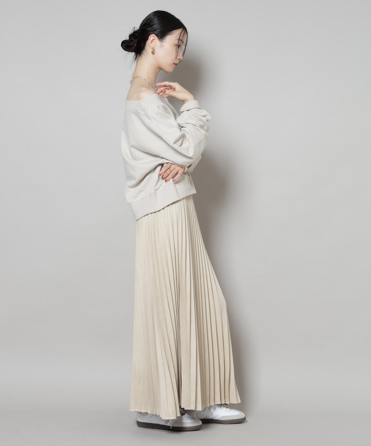 フェイクスエードプリーツスカート(セットアップ可)