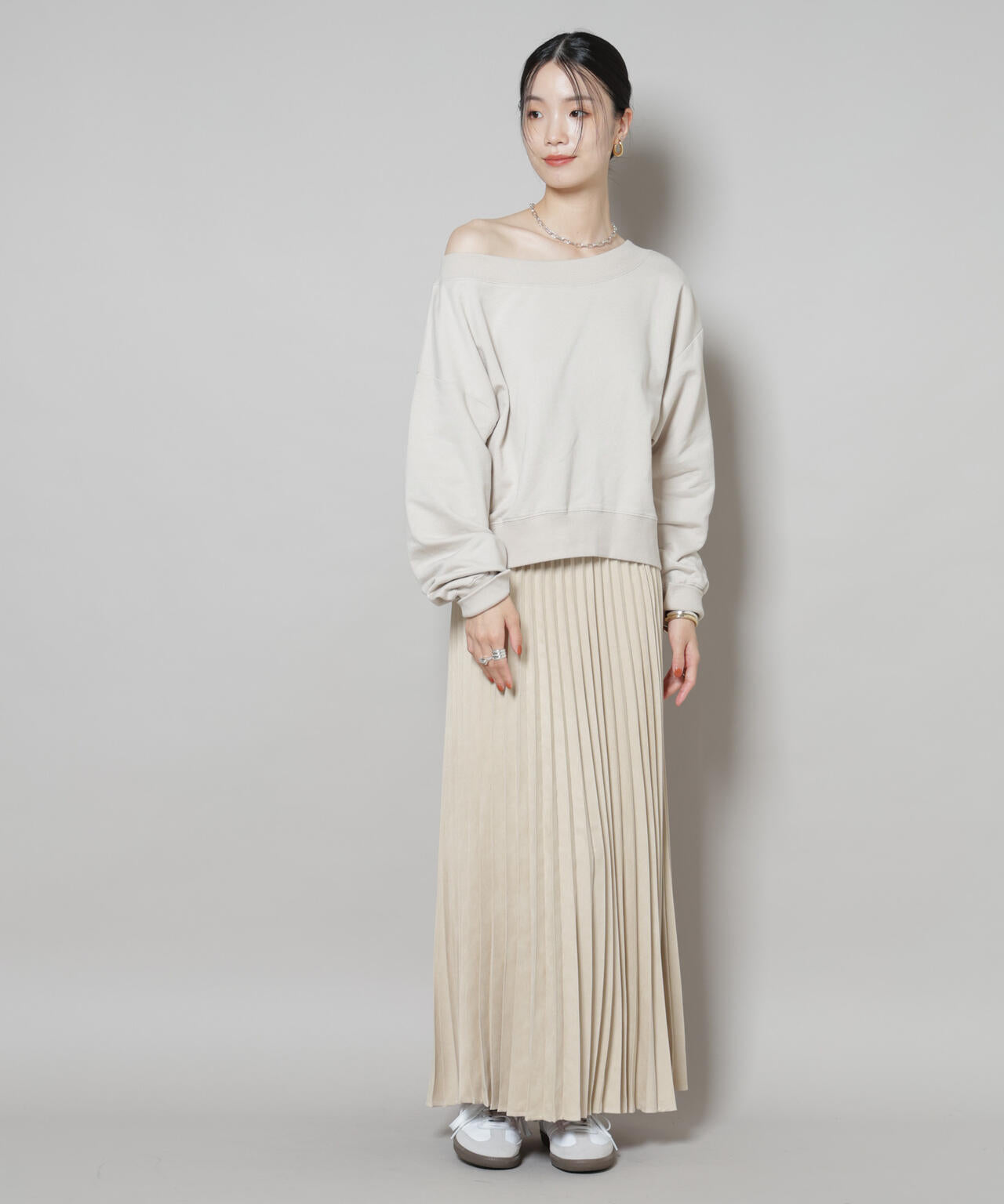 フェイクスエードプリーツスカート(セットアップ可)