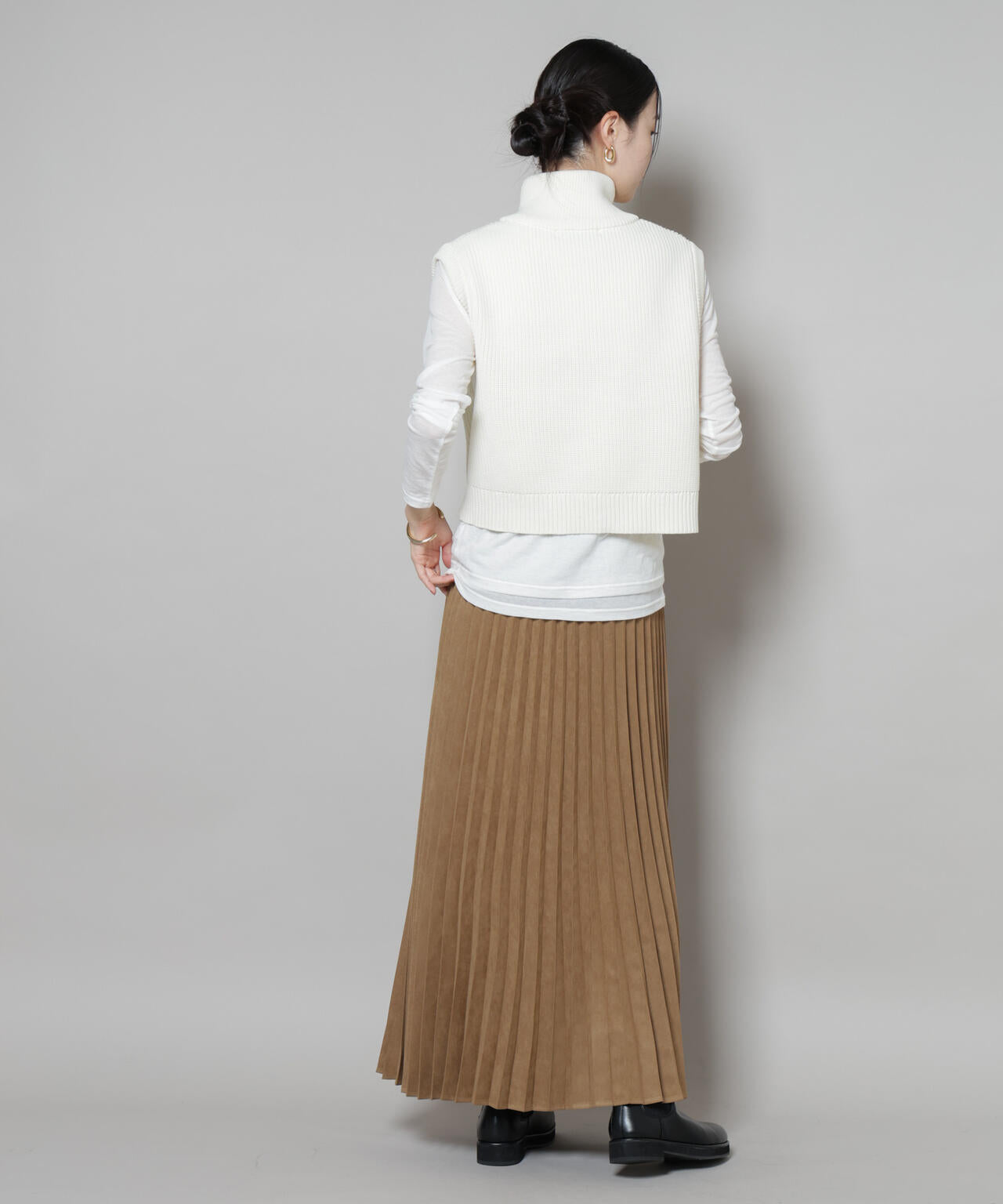フェイクスエードプリーツスカート(セットアップ可)