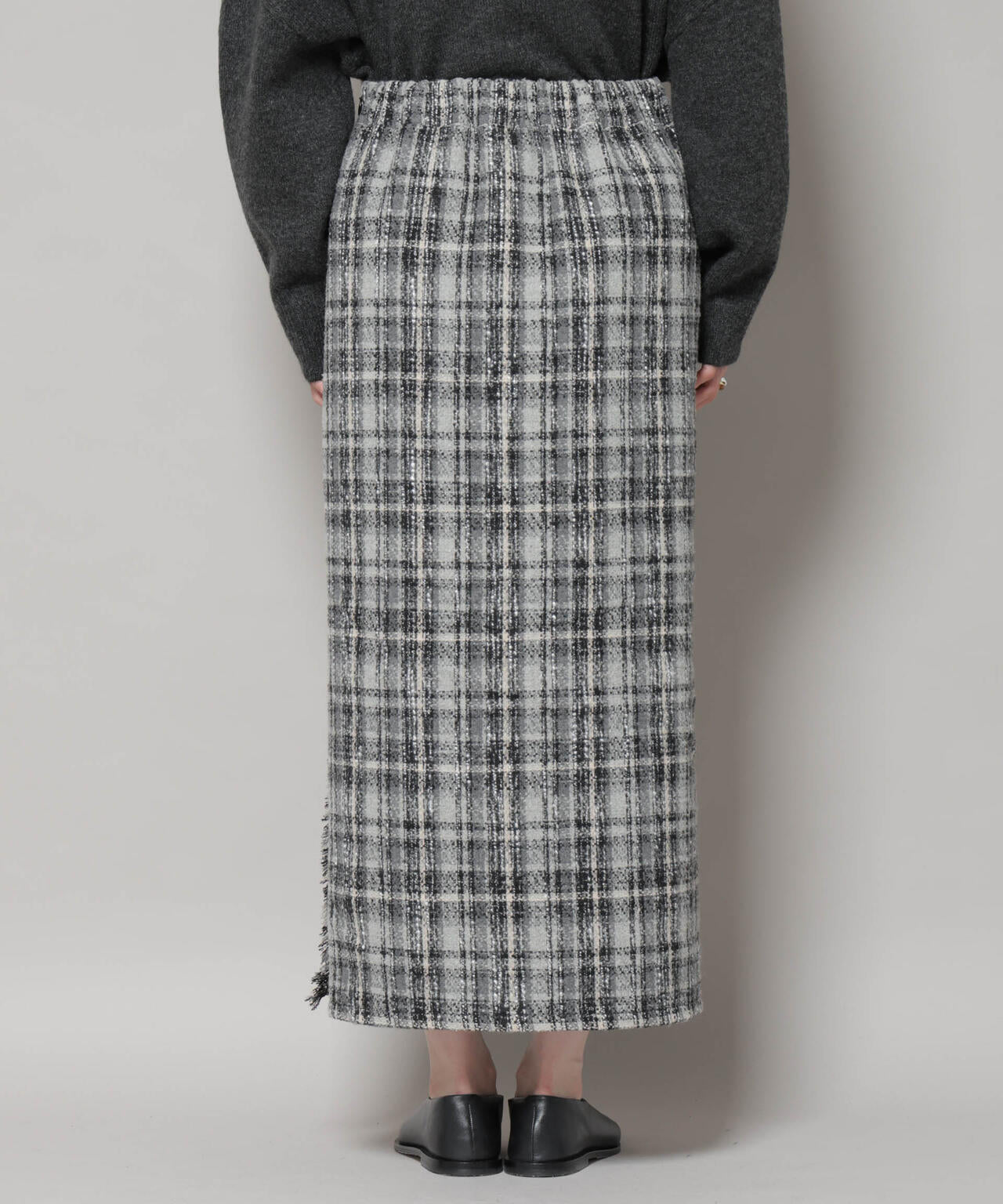 チェックフリンジラップ風スカート(セットアップ可)