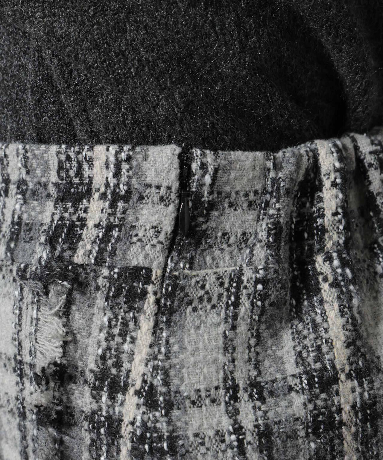 チェックフリンジラップ風スカート(セットアップ可)