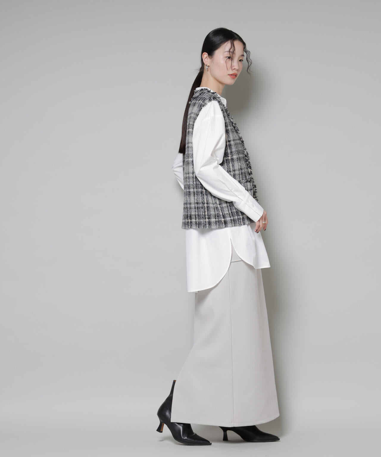 ソフトメルトンジャージーナローロングスカート(セットアップ可)