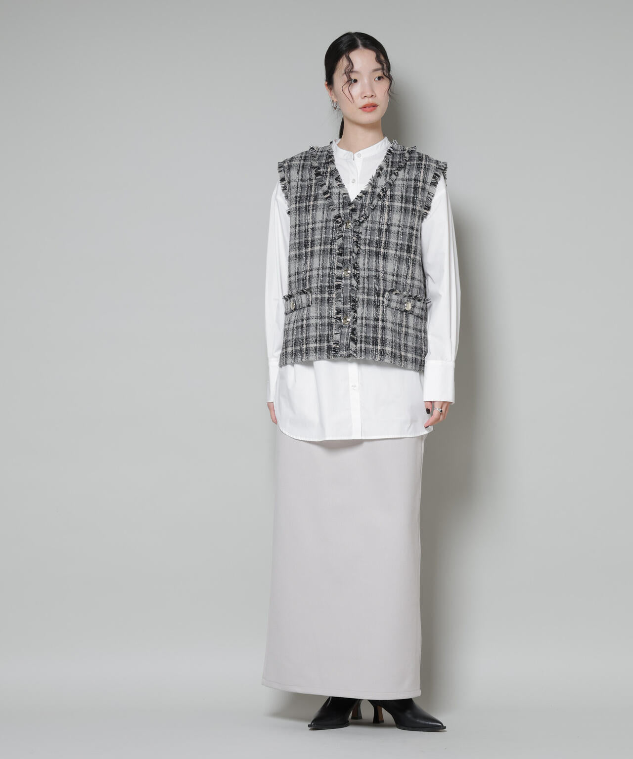 ソフトメルトンジャージーナローロングスカート(セットアップ可)