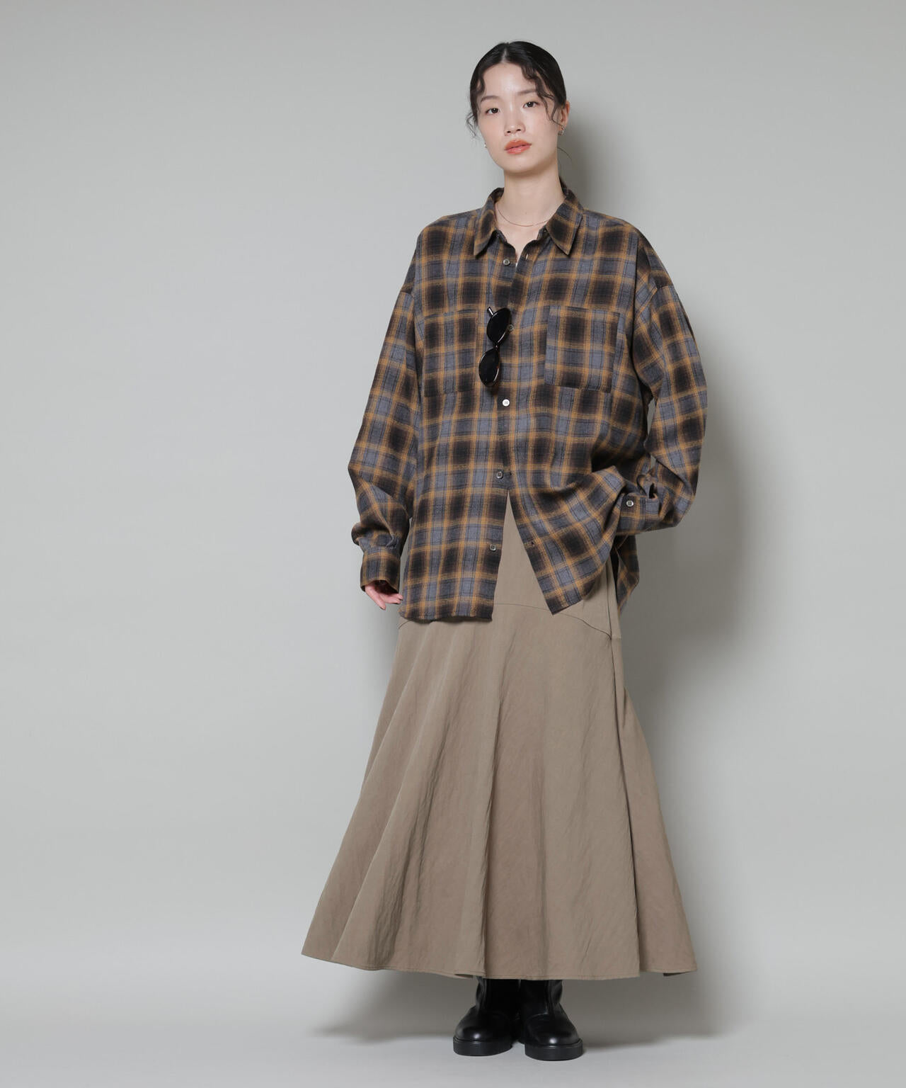 切り替え裾フレアスカート