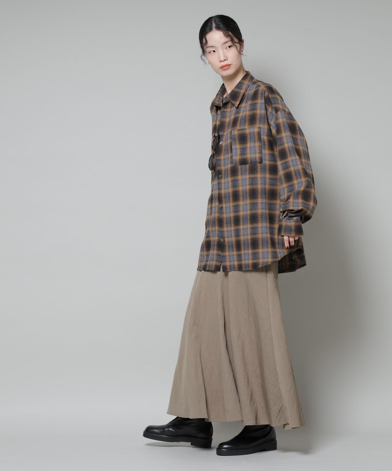 切り替え裾フレアスカート