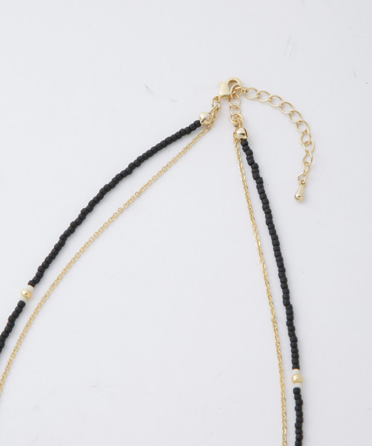 マットビーズ&チェーン2連ネックレス