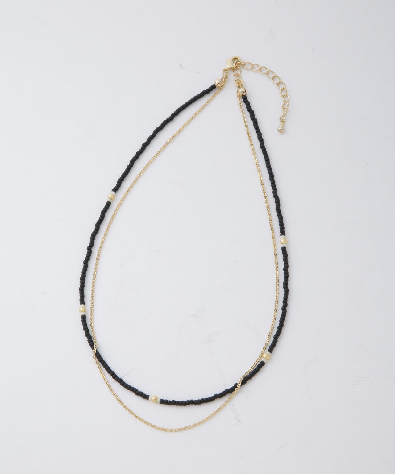 マットビーズ&チェーン2連ネックレス
