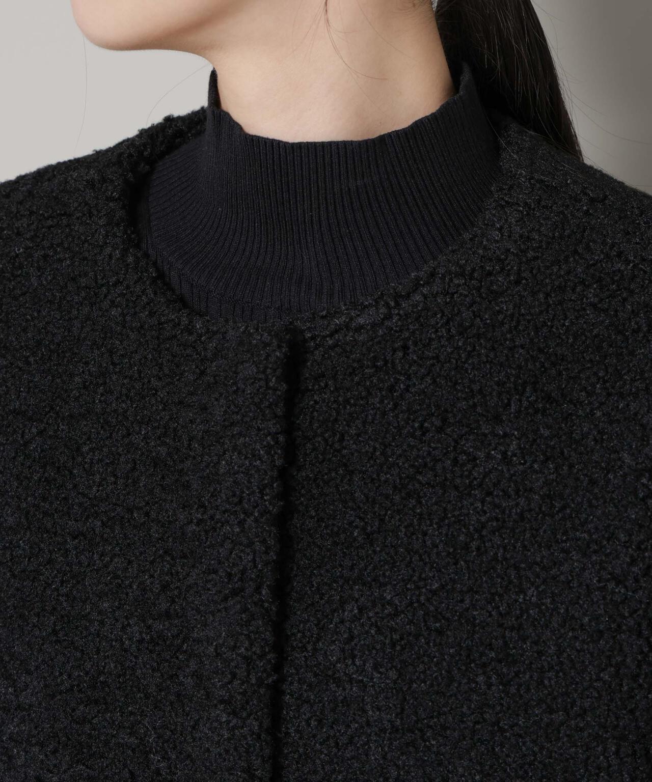 ソフトボアノーカラーミドルコート