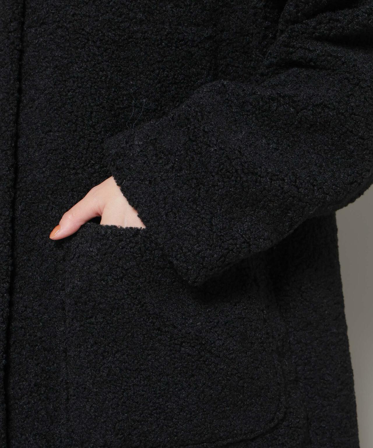 ソフトボアノーカラーミドルコート