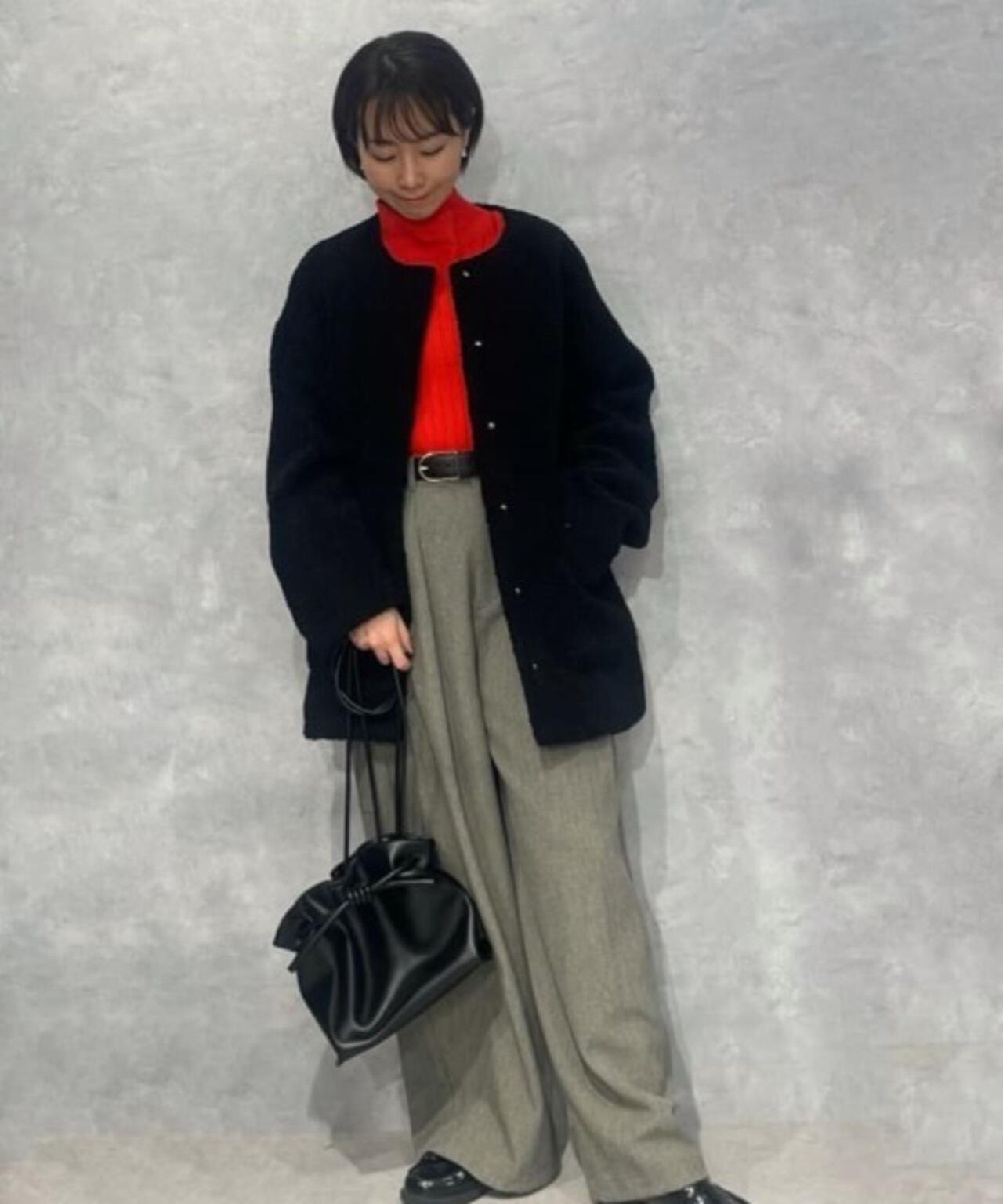 ソフトボアノーカラーミドルコート