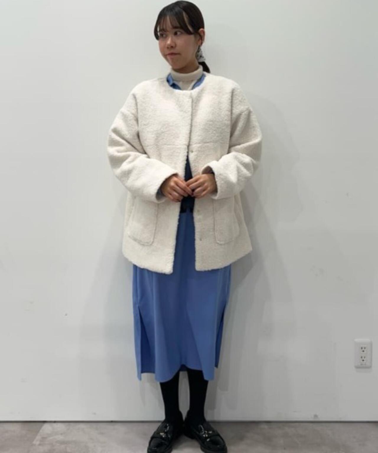 ソフトボアノーカラーミドルコート