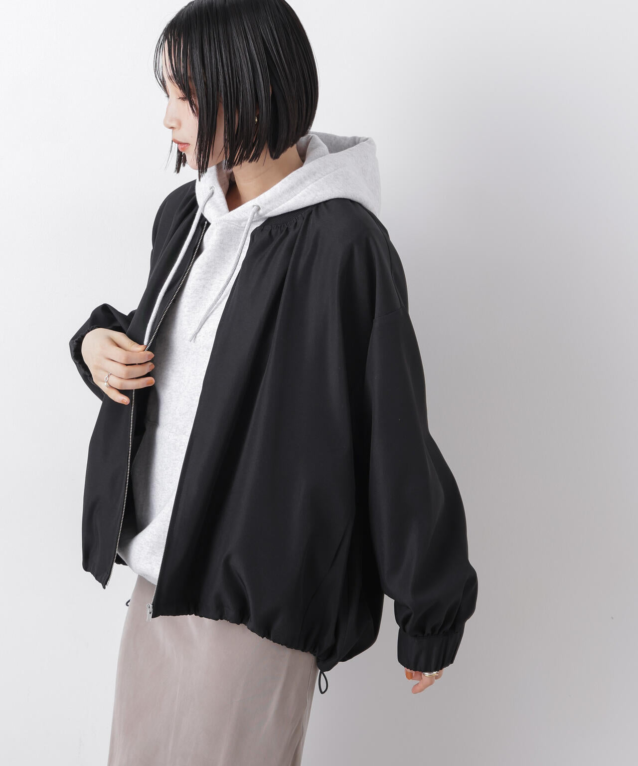 撥水加工 ドロストヘムリブブルゾン