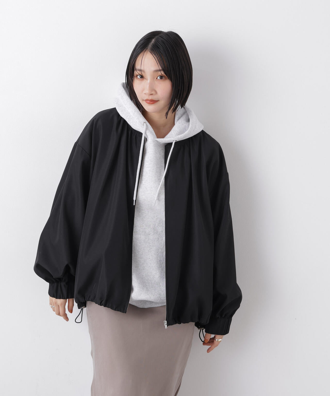 撥水加工 ドロストヘムリブブルゾン