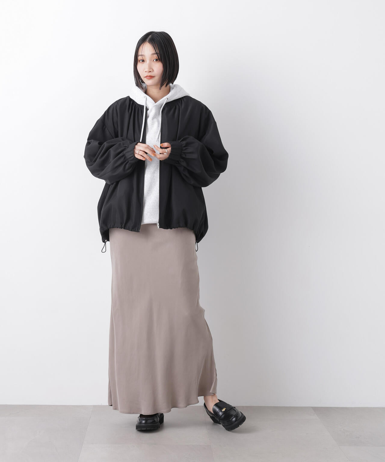 撥水加工 ドロストヘムリブブルゾン