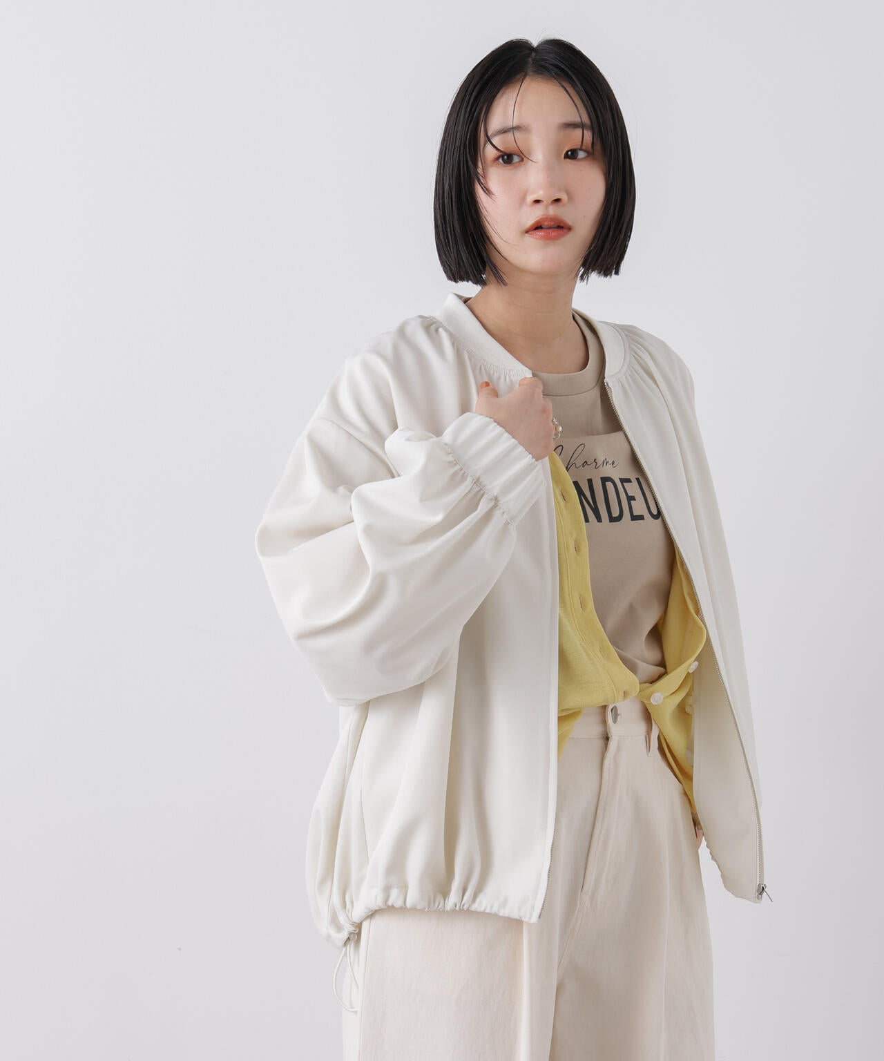 撥水加工 ドロストヘムリブブルゾン