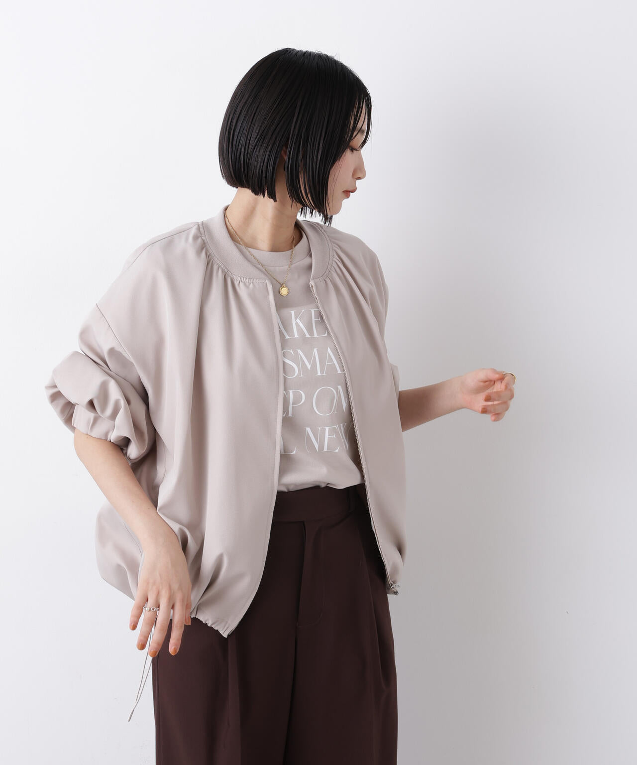 撥水加工 ドロストヘムリブブルゾン