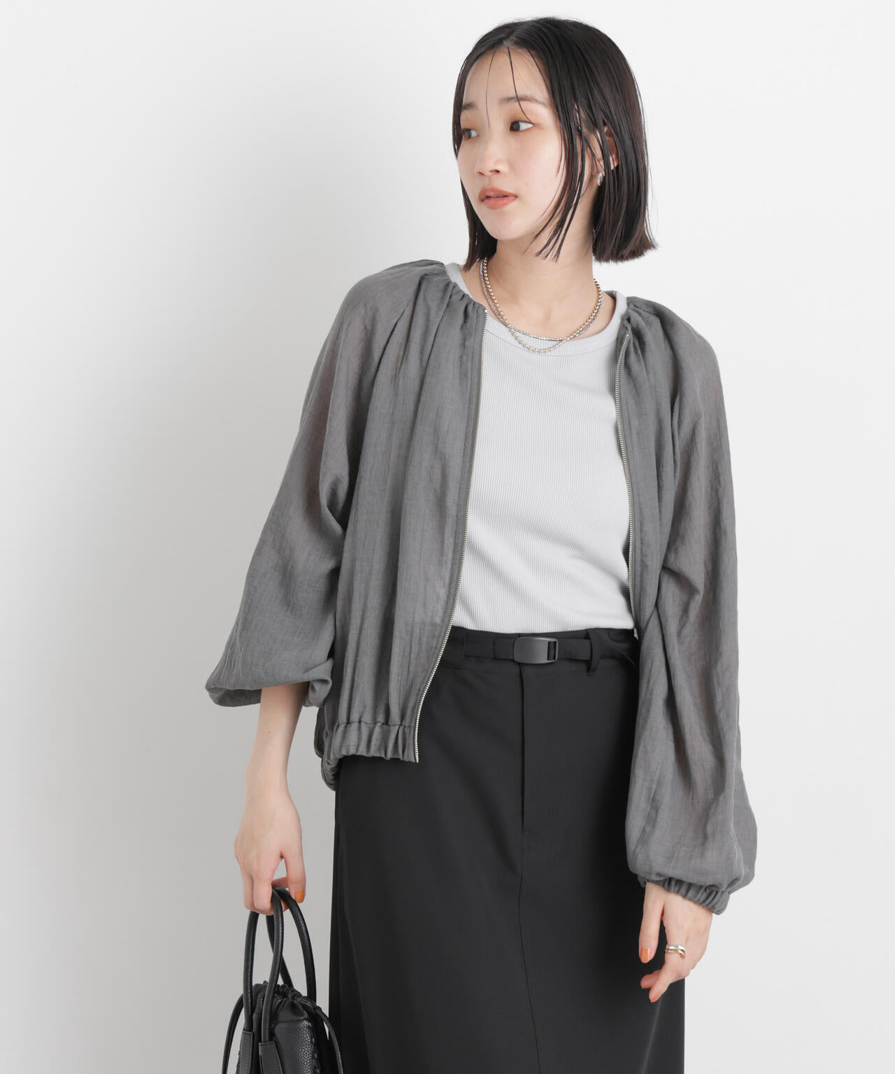 TCボイルジップアップギャザーブルゾン(セットアップ可)