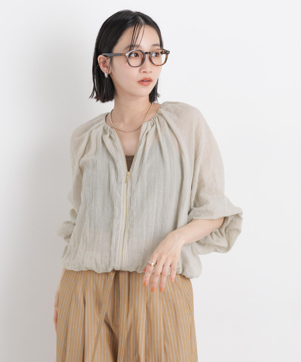 TCボイルジップアップギャザーブルゾン(セットアップ可)