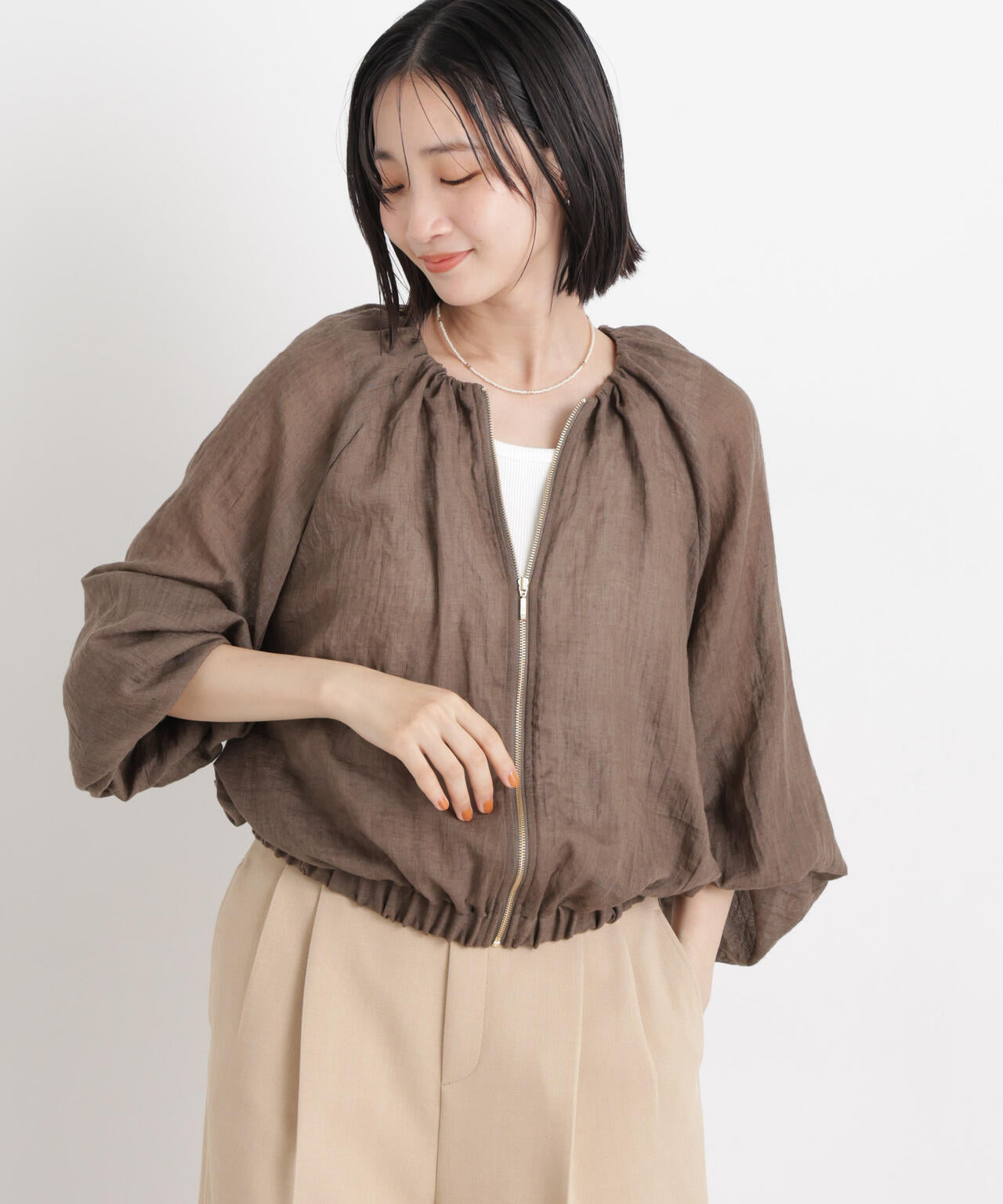 TCボイルジップアップギャザーブルゾン(セットアップ可)