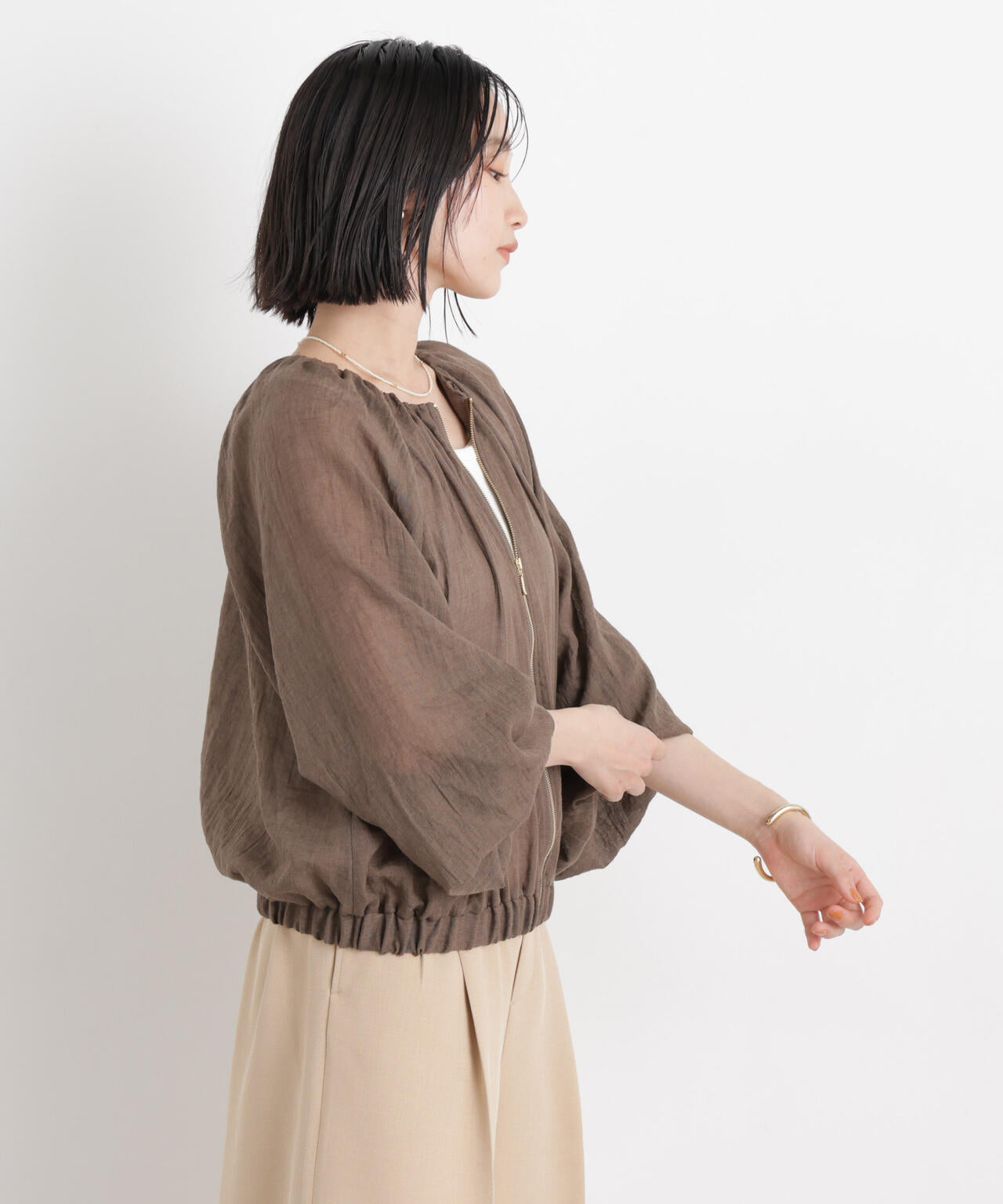 TCボイルジップアップギャザーブルゾン(セットアップ可)