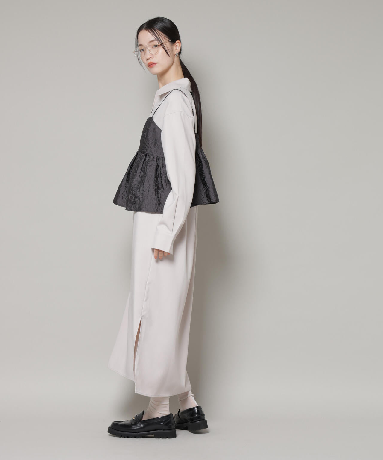 キャミビスチェ×スキッパーワンピース アンサンブルセット