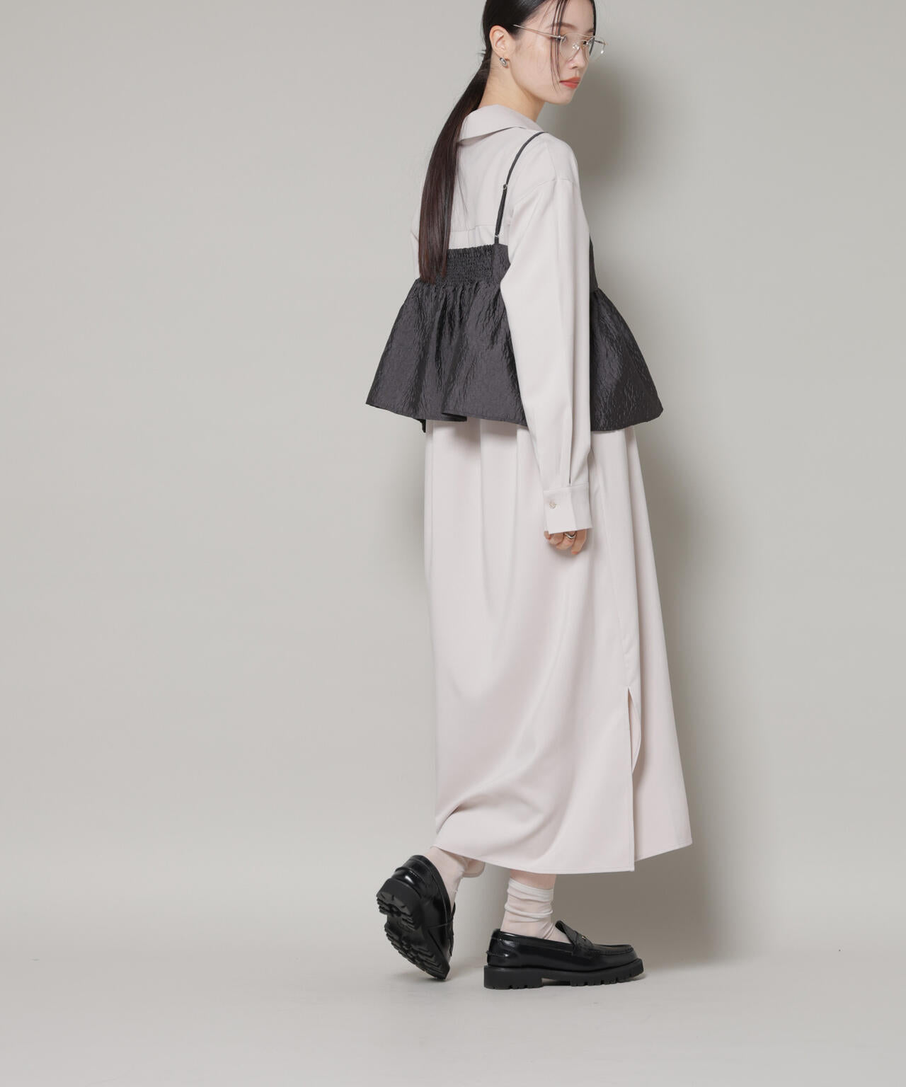 キャミビスチェ×スキッパーワンピース アンサンブルセット