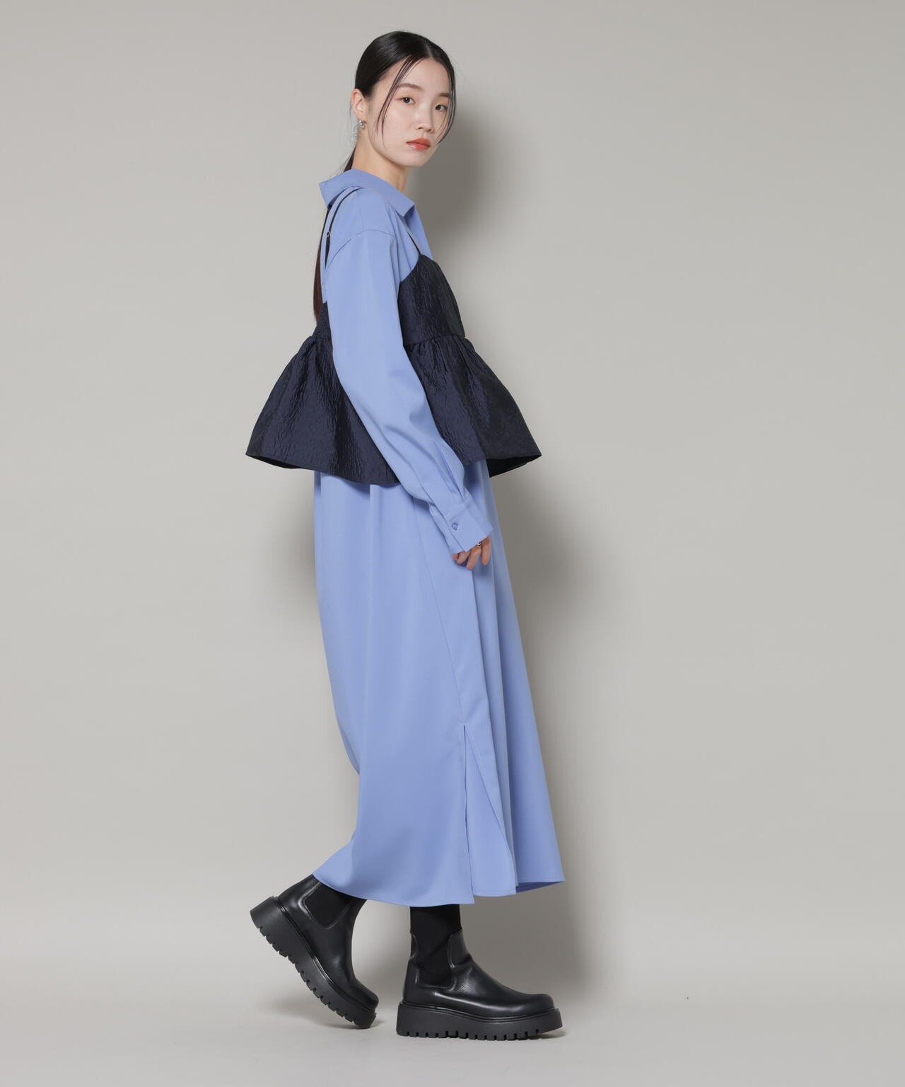 キャミビスチェ×スキッパーワンピース アンサンブルセット