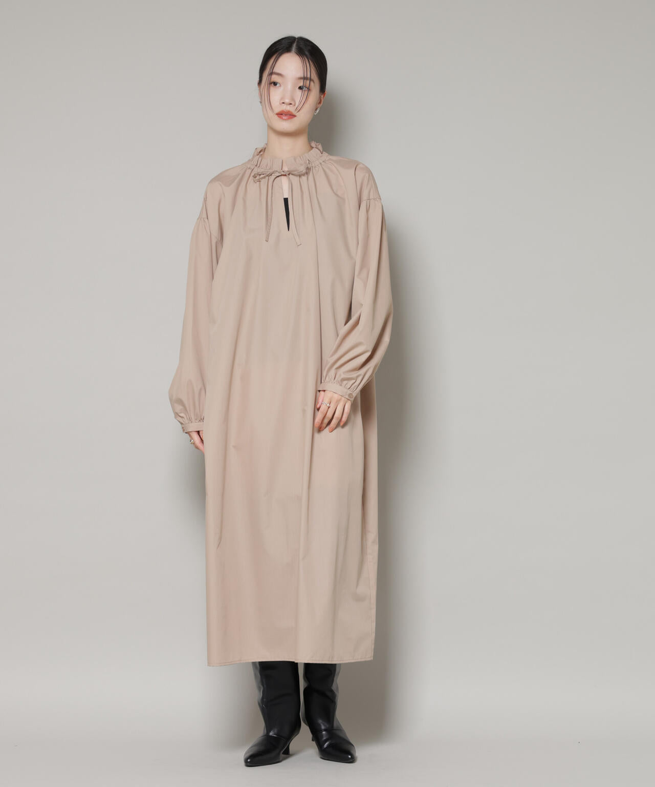 キルティングベスト×ギャザーワンピース アンサンブルセット