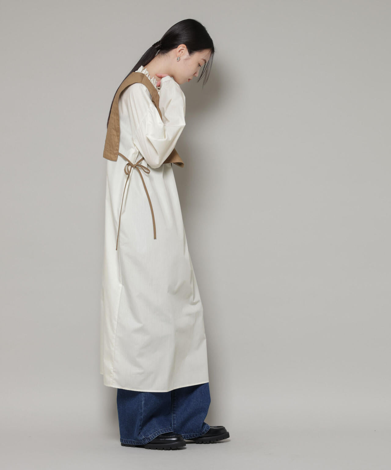 キルティングベスト×ギャザーワンピース アンサンブルセット