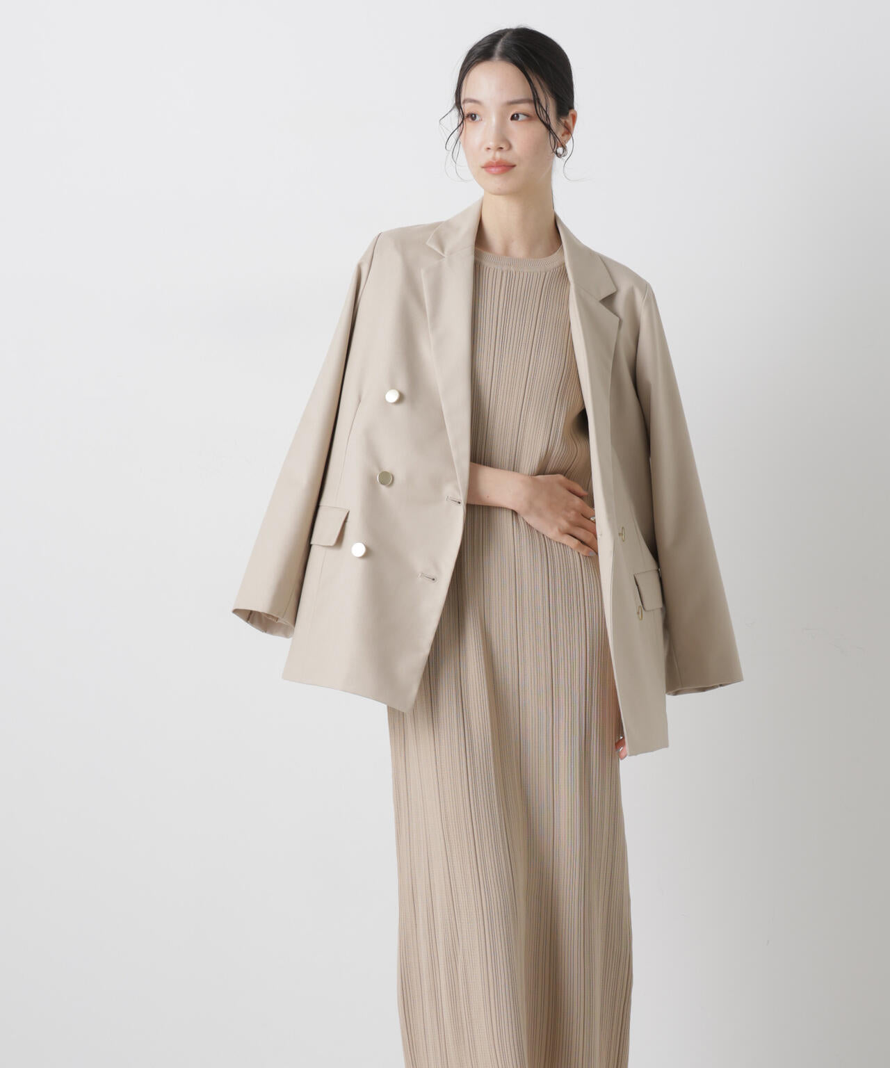 洗濯機洗い可スポンディッシュニットランダムリブワンピース