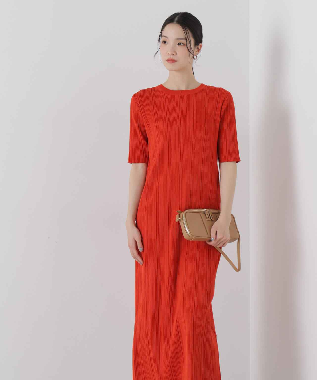 洗濯機洗い可スポンディッシュニットランダムリブワンピース