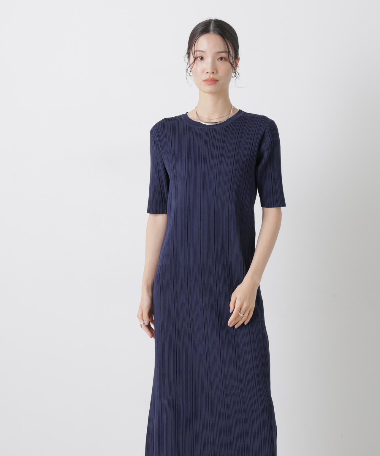 洗濯機洗い可スポンディッシュニットランダムリブワンピース