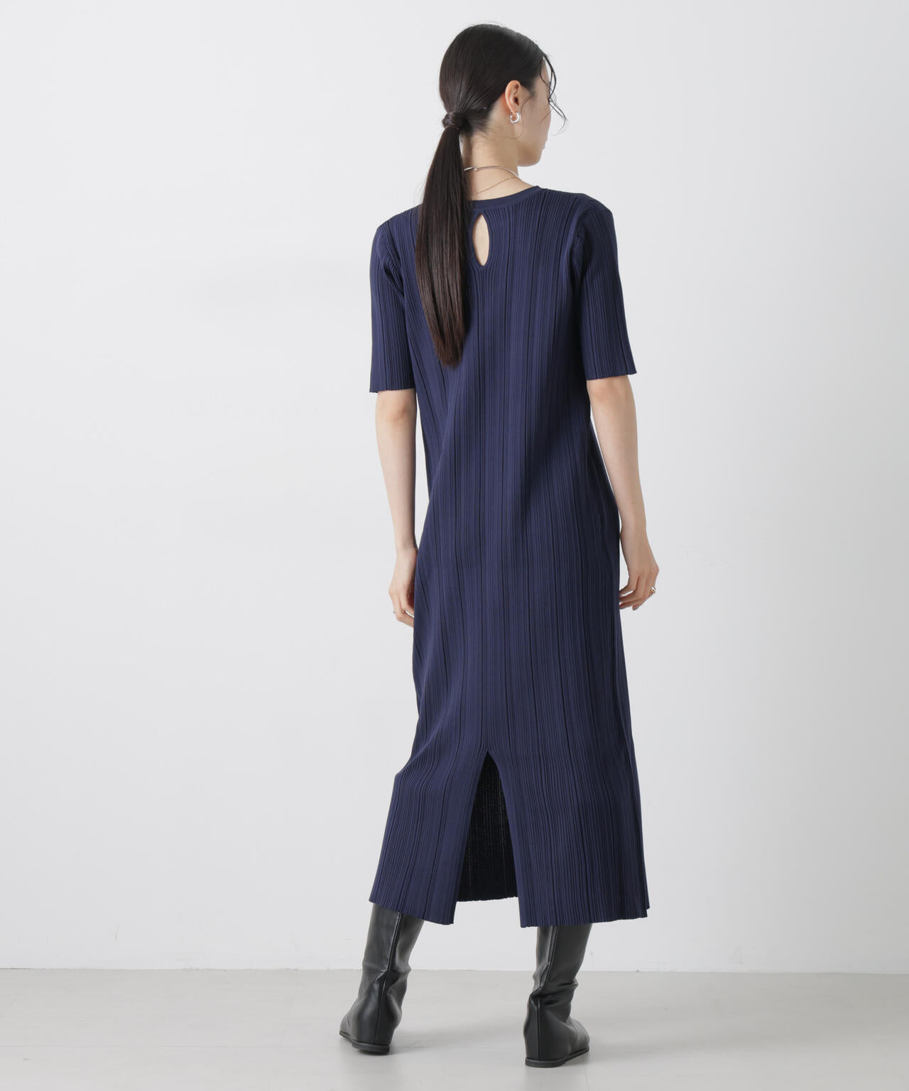 洗濯機洗い可スポンディッシュニットランダムリブワンピース