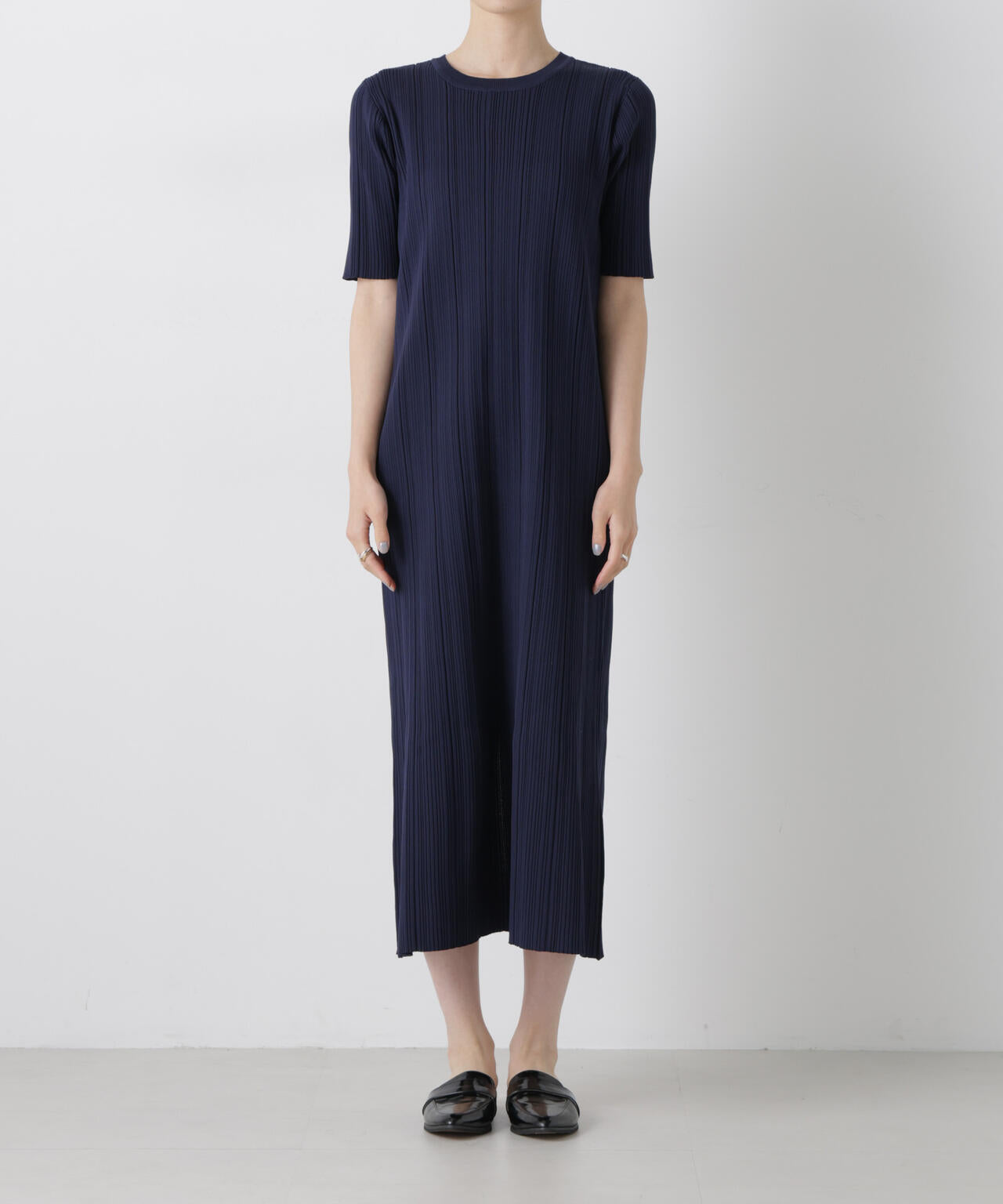 洗濯機洗い可スポンディッシュニットランダムリブワンピース