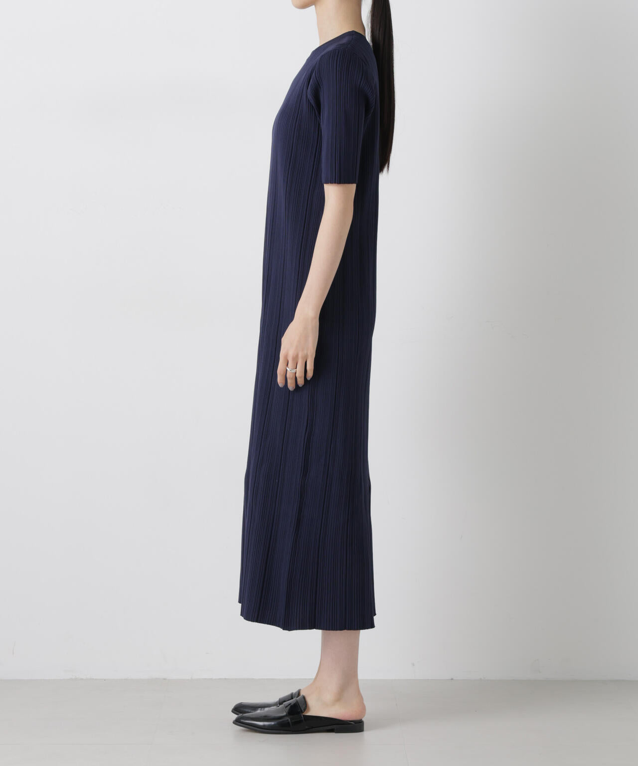 洗濯機洗い可スポンディッシュニットランダムリブワンピース