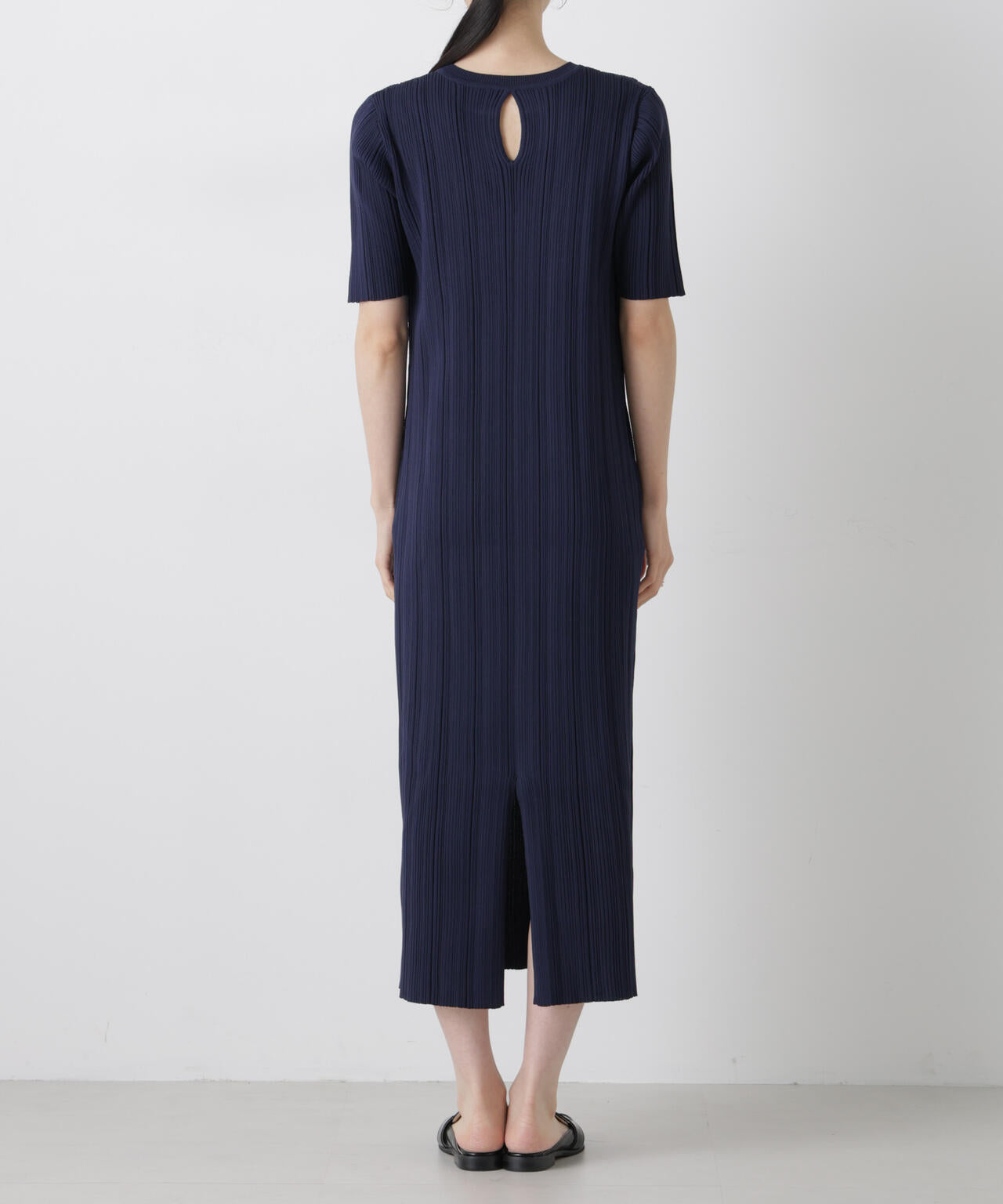 洗濯機洗い可スポンディッシュニットランダムリブワンピース