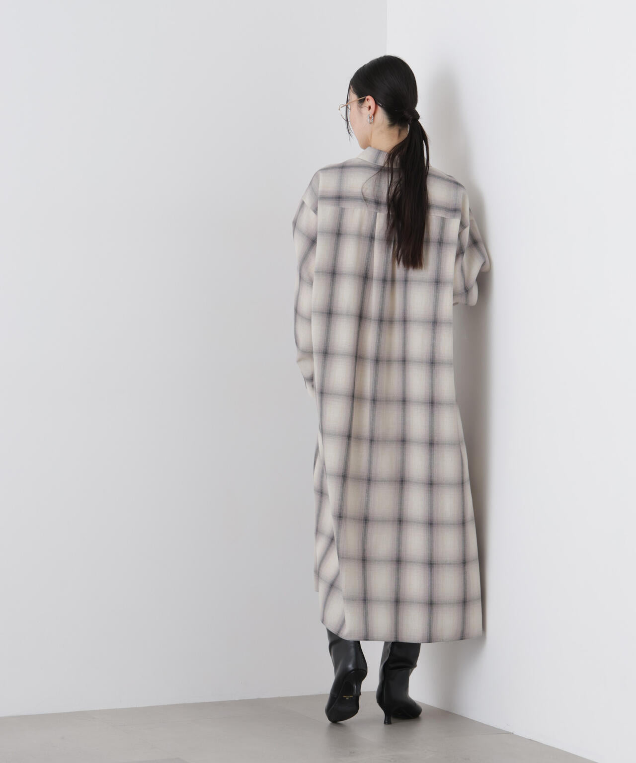 オンブレーツイルチェックシャツワンピース