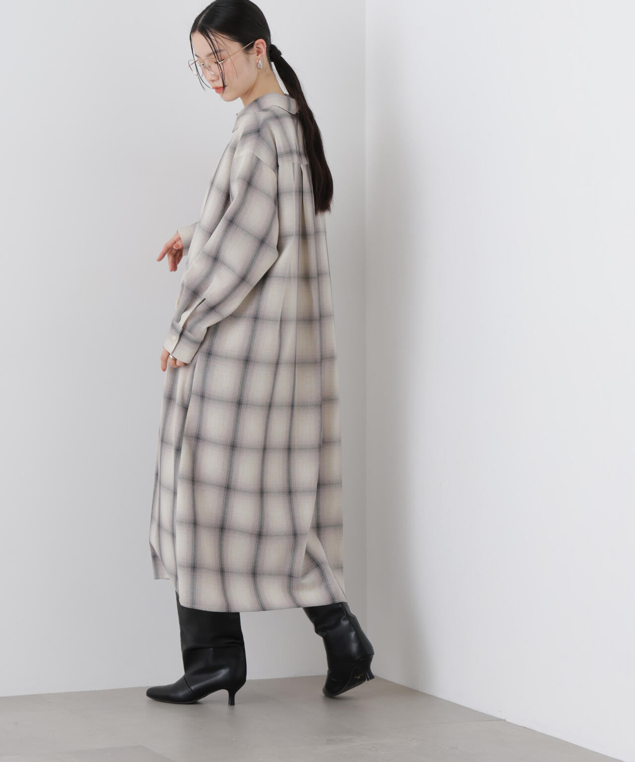 オンブレーツイルチェックシャツワンピース
