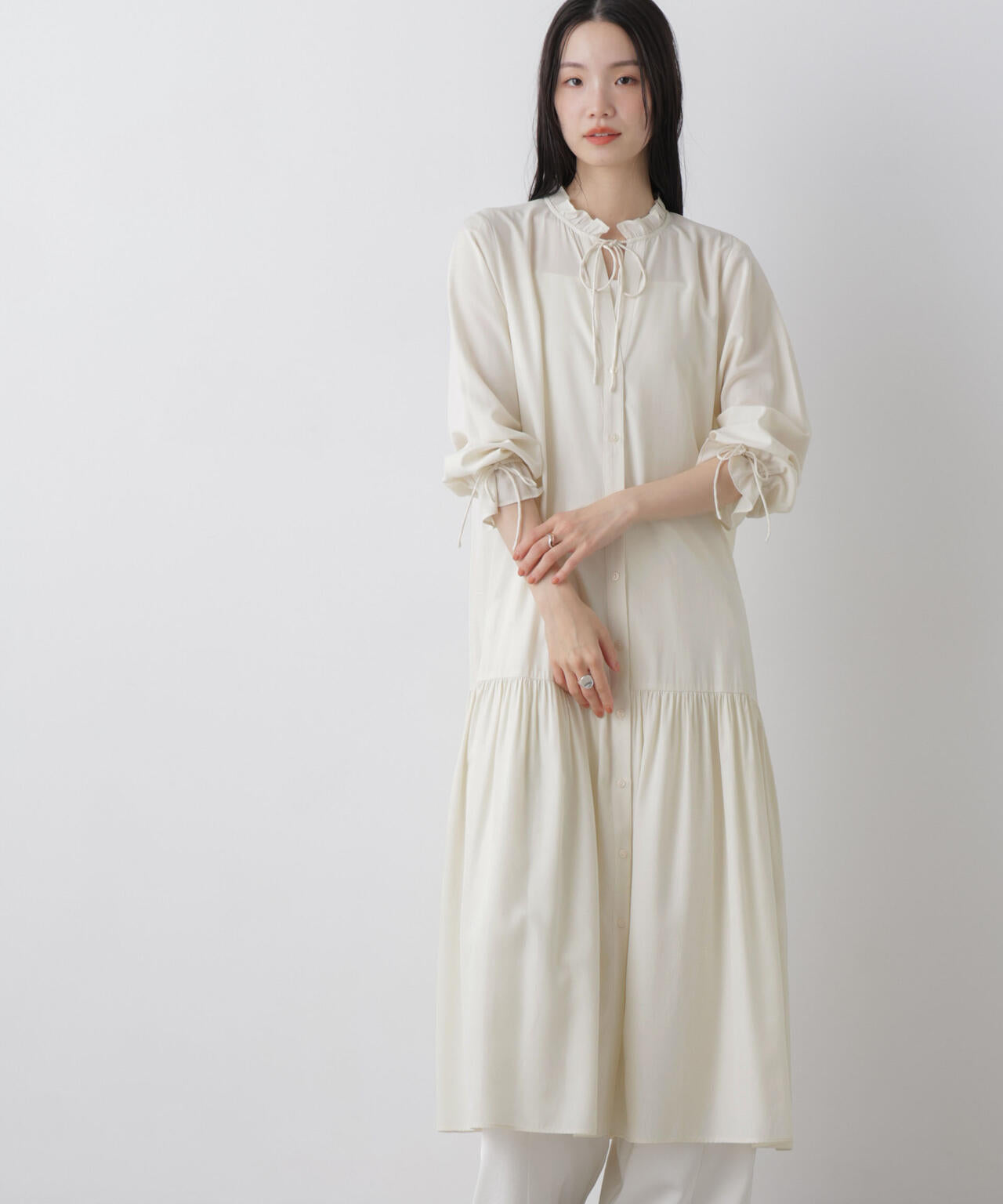 切り替えギャザーワンピース