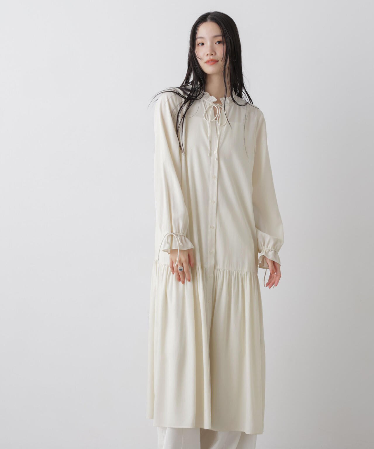 切り替えギャザーワンピース