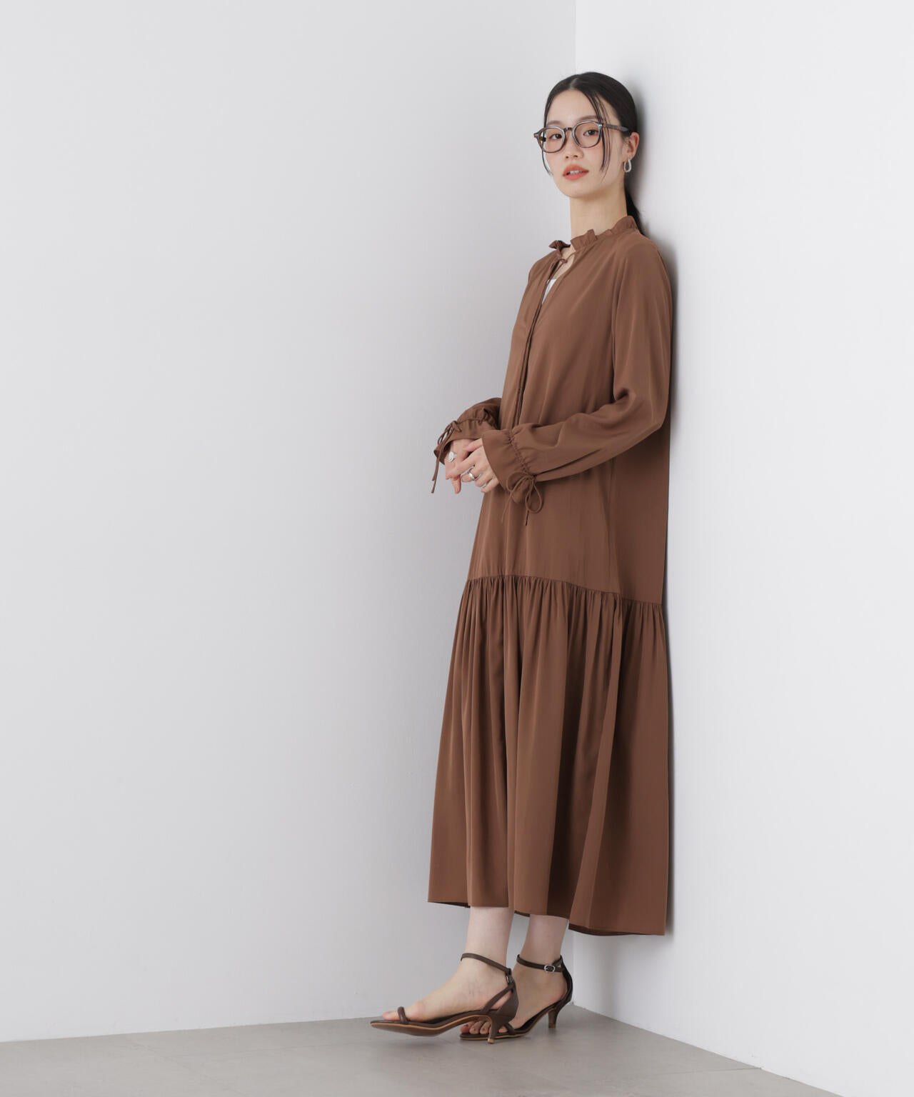 切り替えギャザーワンピース