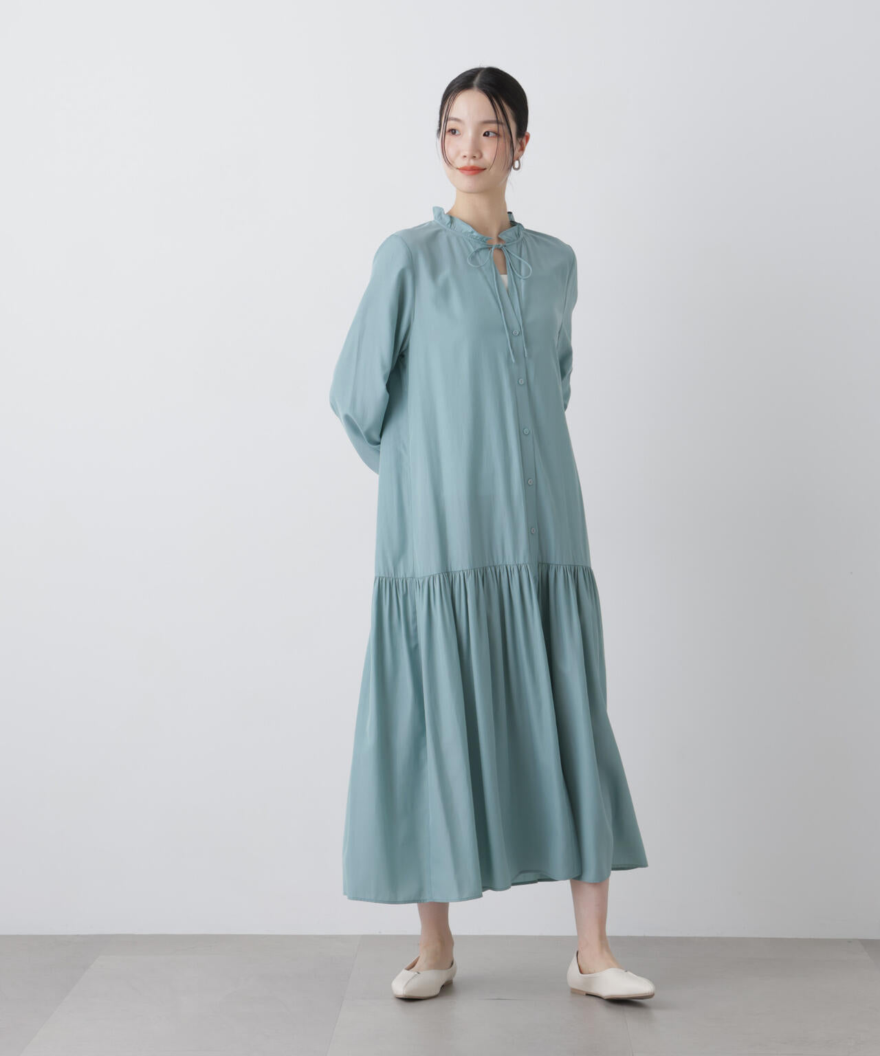 切り替えギャザーワンピース