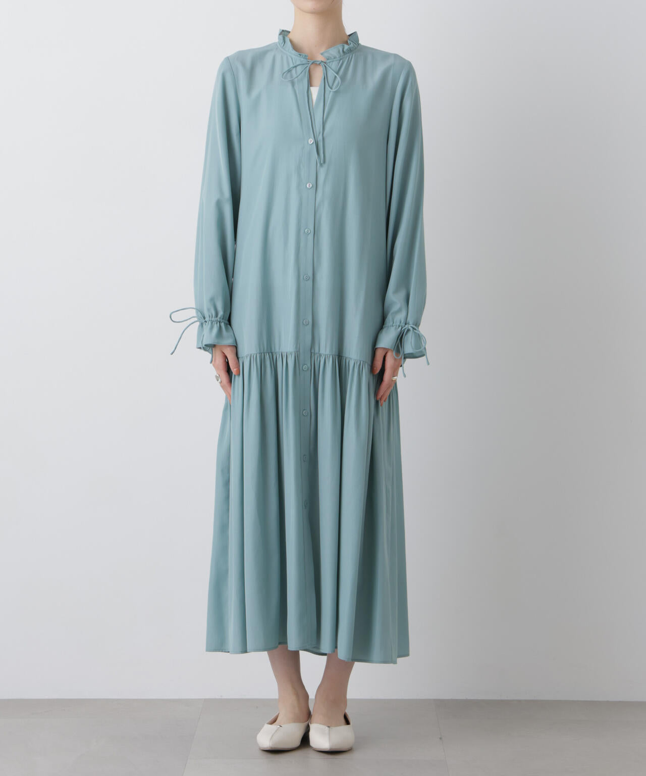 切り替えギャザーワンピース